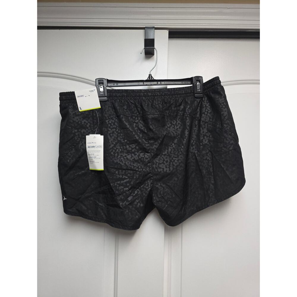 Old Navy Active Black Leopard Size Large Running Shorts "Go-Dry Liner" BNWT - Picture 2 of 5